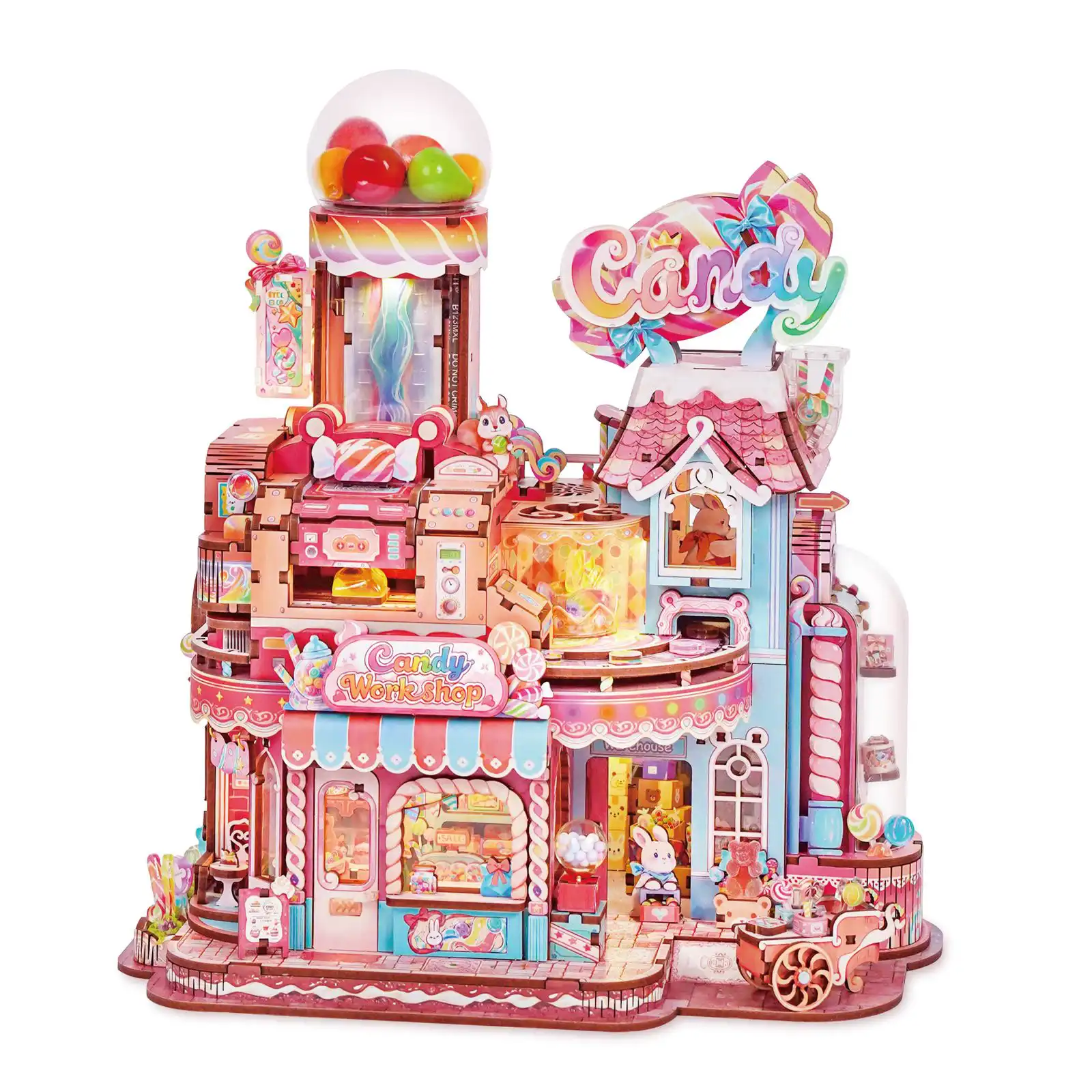 Tonecheer DIY - Candy Workshop (DIY Bücherecken-Diorama, 28 x 25 x 16 cm) Book Nook-Bücherecken-Diorama (Holzbausatz)